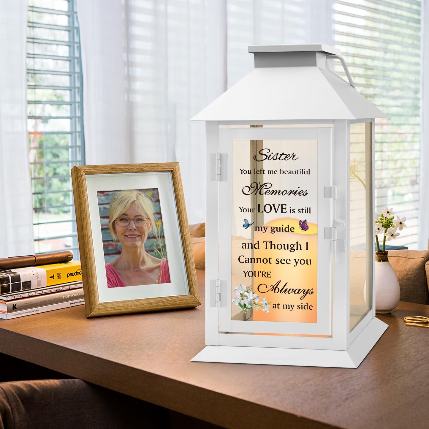 HN HAIINAA Memorial Lantern Bereavement Gifts in Memory of Loved One Memorial Gifts for Loss of Mother Loss of Father Remembrance Sympathy Gifts for Loss of Loved One with LED Candle and Remote