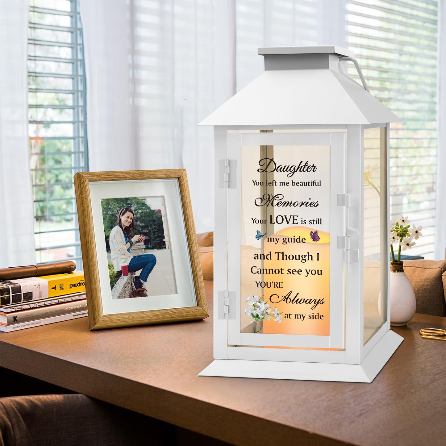 HN HAIINAA Memorial Lantern Bereavement Gifts in Memory of Loved One Memorial Gifts for Loss of Mother Loss of Father Remembrance Sympathy Gifts for Loss of Loved One with LED Candle and Remote