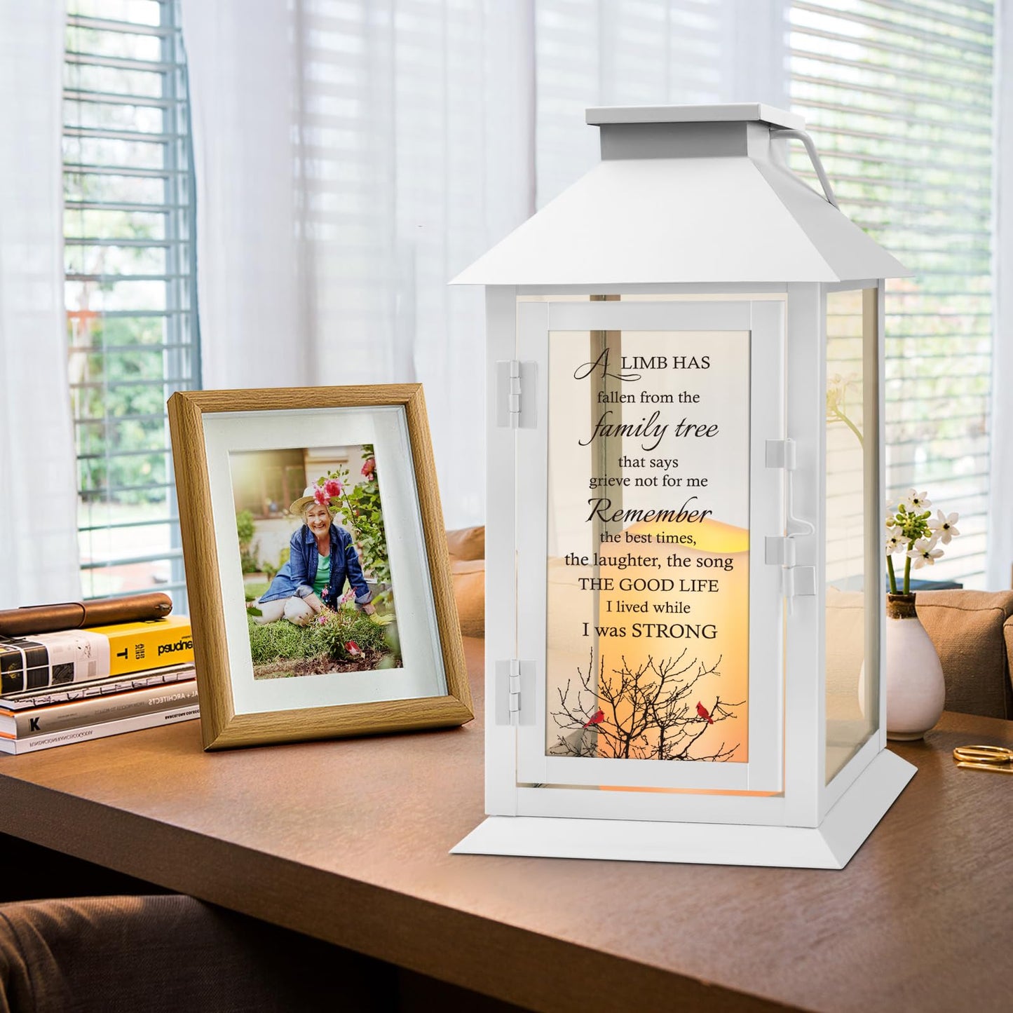 HN HAIINAA Memorial Lantern Bereavement Gifts in Memory of Loved One Memorial Gifts for Loss of Mother Loss of Father Remembrance Sympathy Gifts for Loss of Loved One with LED Candle and Remote