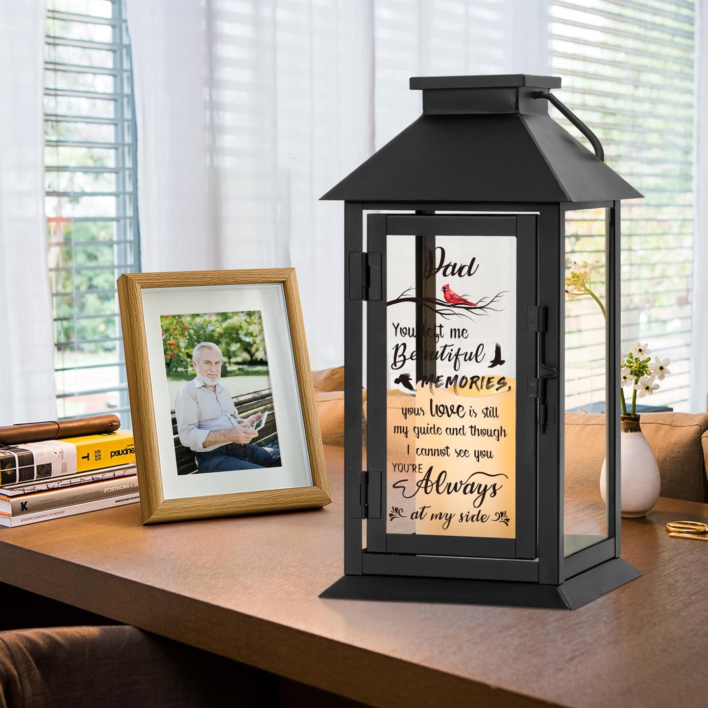 HN HAIINAA Memorial Lantern Bereavement Gifts in Memory of Loved One Memorial Gifts for Loss of Mother Loss of Father Remembrance Sympathy Gifts for Loss of Loved One with LED Candle and Remote