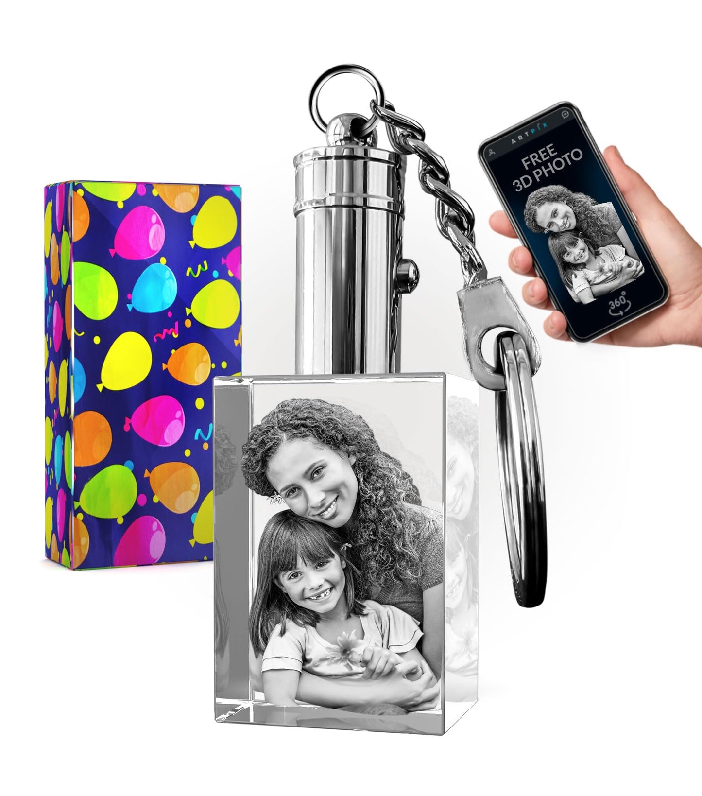 ArtPix 3D Crystal Photo Custom Keychain Picture, Customized Personalized Gift