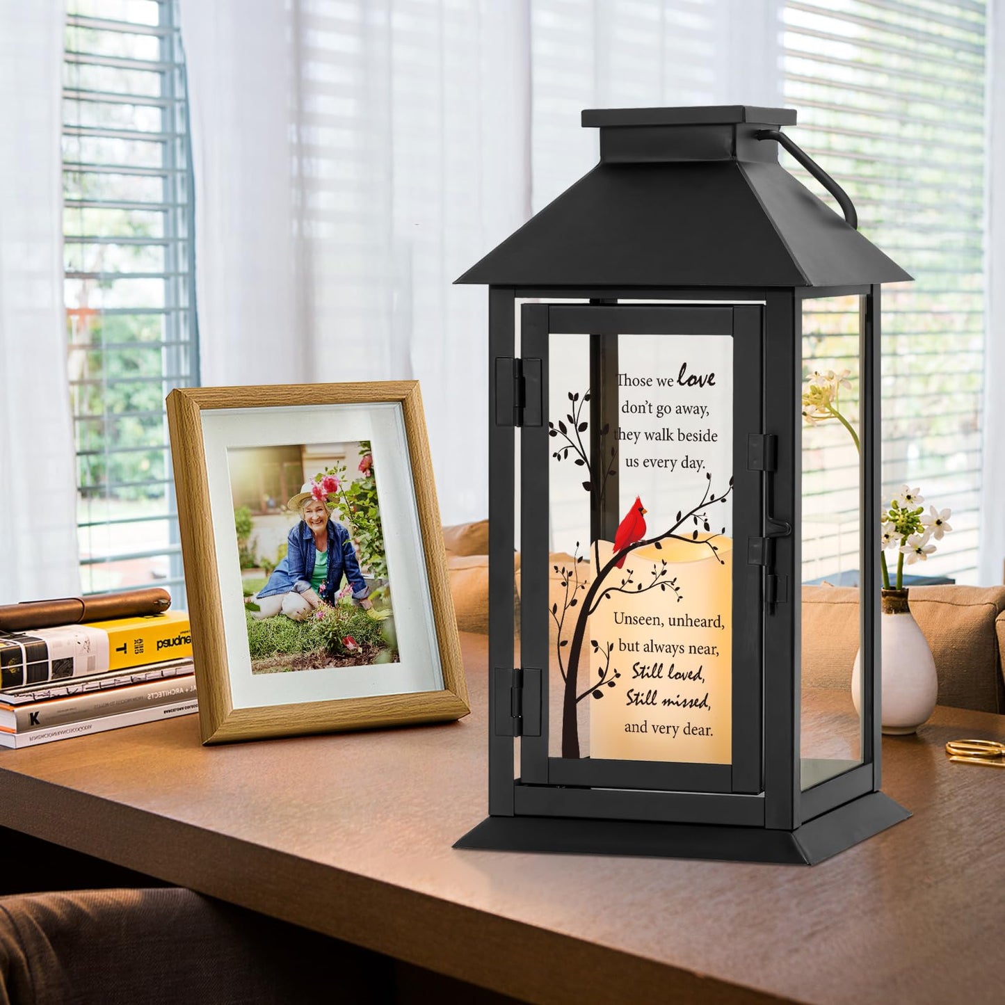 HN HAIINAA Memorial Lantern Bereavement Gifts in Memory of Loved One Memorial Gifts for Loss of Mother Loss of Father Remembrance Sympathy Gifts for Loss of Loved One with LED Candle and Remote