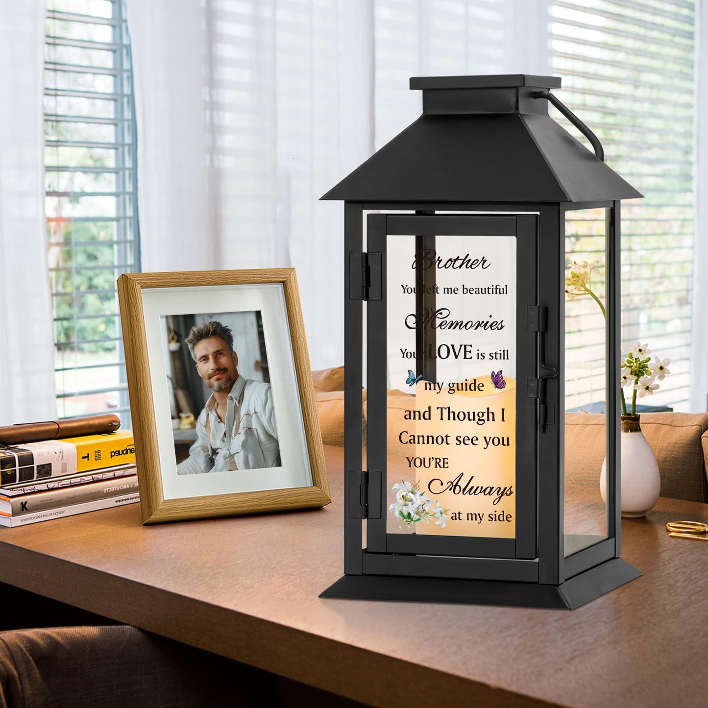 HN HAIINAA Memorial Lantern Bereavement Gifts in Memory of Loved One Memorial Gifts for Loss of Mother Loss of Father Remembrance Sympathy Gifts for Loss of Loved One with LED Candle and Remote