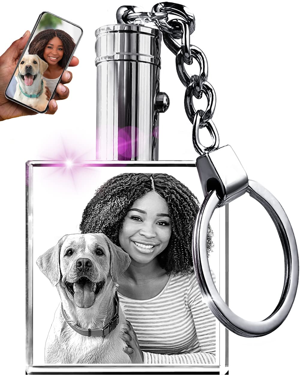 ArtPix 3D Crystal Photo Custom Keychain Picture, Customized Personalized Gift