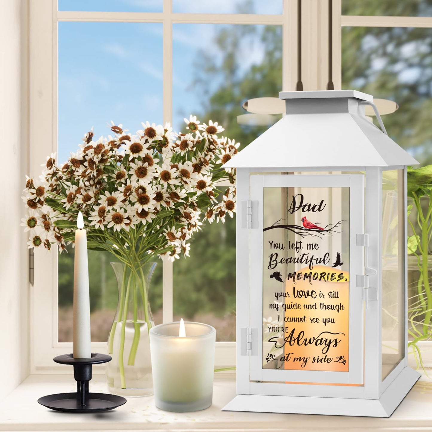 HN HAIINAA Memorial Lantern Bereavement Gifts in Memory of Loved One Memorial Gifts for Loss of Mother Loss of Father Remembrance Sympathy Gifts for Loss of Loved One with LED Candle and Remote