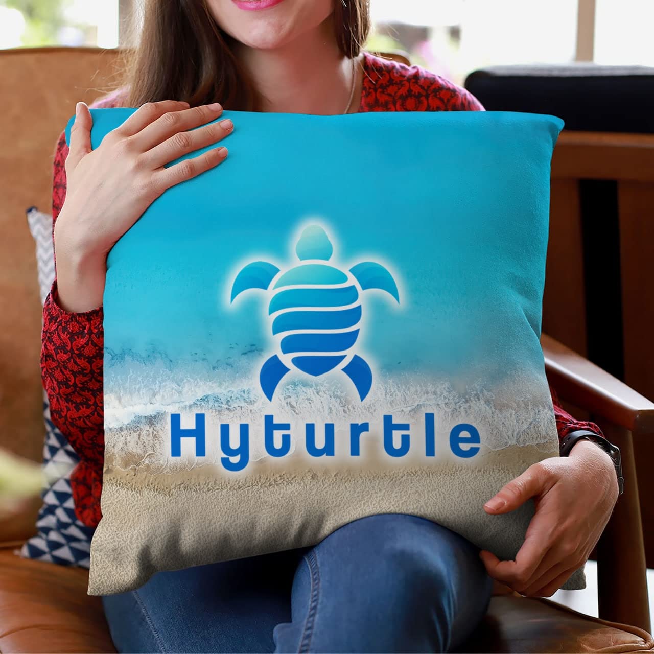 Hyturtle Personalized Memorial Sympathy Pillow with Insert 12"x12" Double-Sided Printed Gifts for Loss of Loved Ones - Remembrance Bereavement Gifts - Custom Picture Sofa Couch Cushion Home Decor