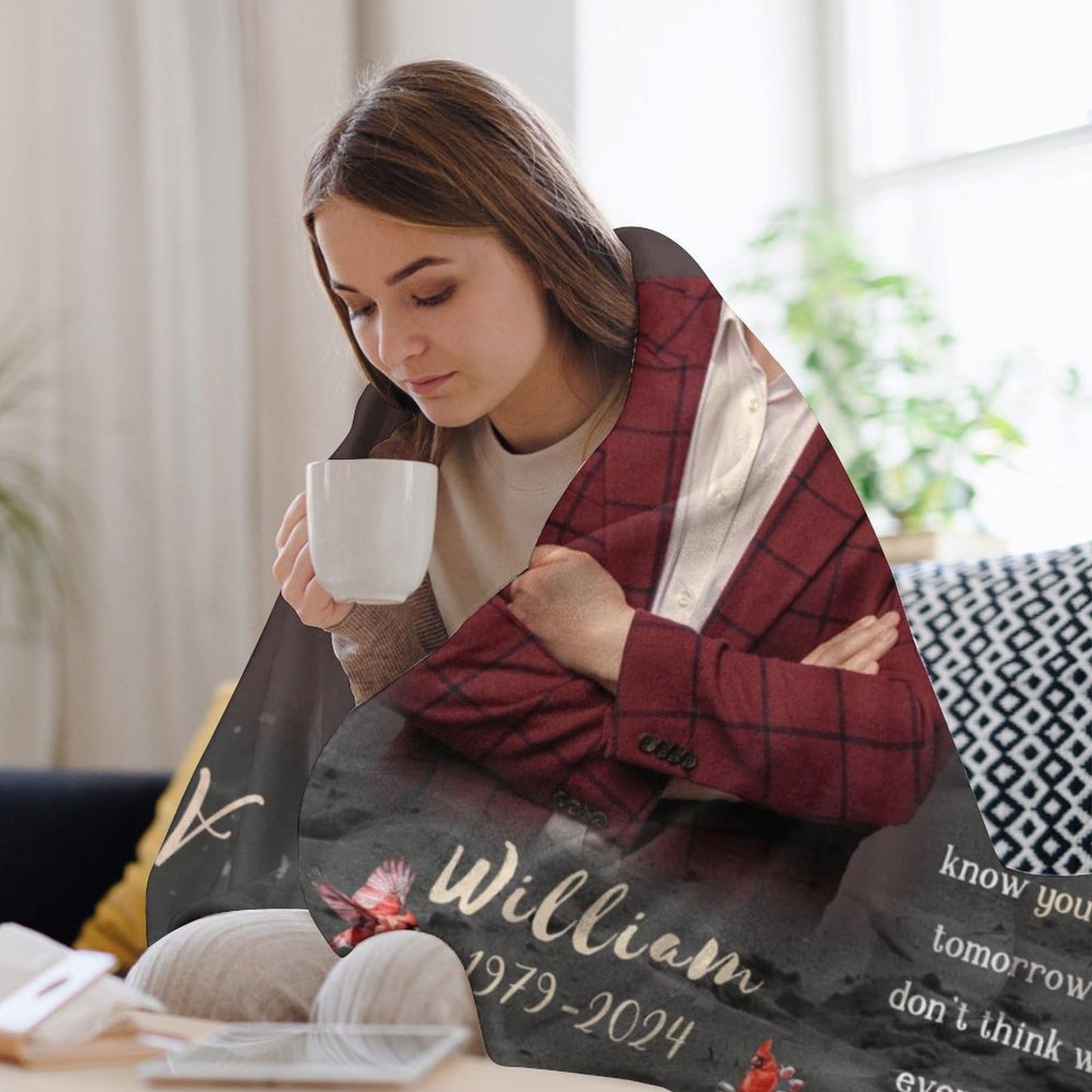 Custom Memorial Blanket with Photos for Loss of Mom Dad Son Daughter Customized Memory Gift of Departed Loved Ones