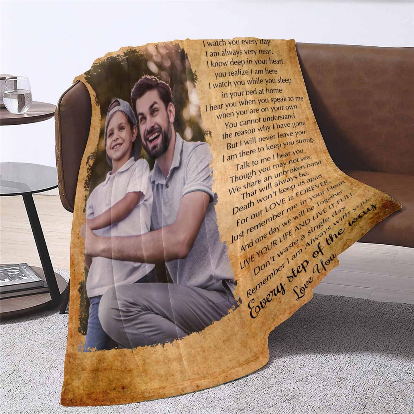 Custom Memorial Blanket with Photos for Loss of Mom Dad Son Daughter Customized Memory Gift of Departed Loved Ones