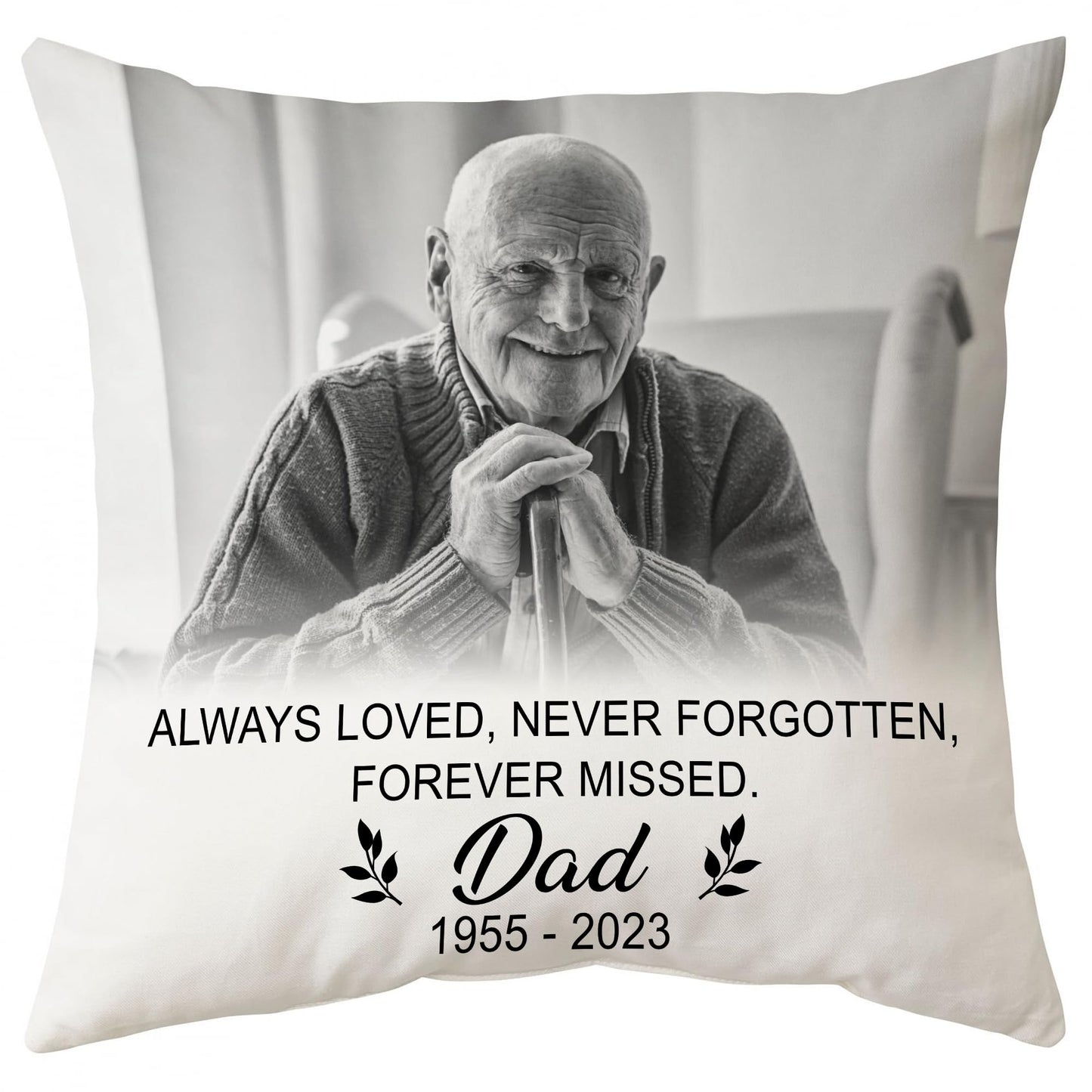 Hyturtle Personalized Memorial Sympathy Pillow with Insert 12"x12" Double-Sided Printed Gifts for Loss of Loved Ones - Remembrance Bereavement Gifts - Custom Picture Sofa Couch Cushion Home Decor