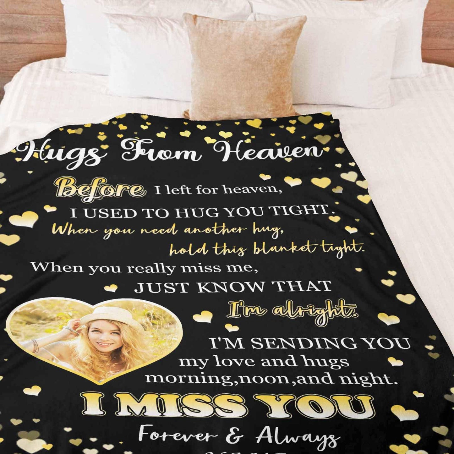 Custom Memorial Blanket with Photos for Loss of Mom Dad Son Daughter Customized Memory Gift of Departed Loved Ones