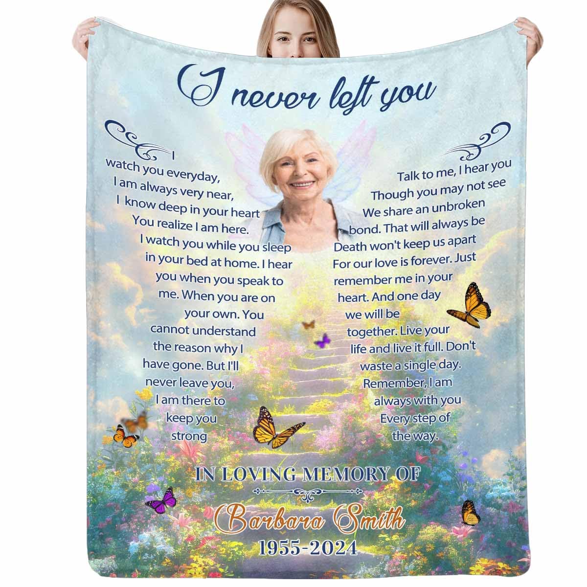 Custom Memorial Blanket with Photos for Loss of Mom Dad Son Daughter Customized Memory Gift of Departed Loved Ones