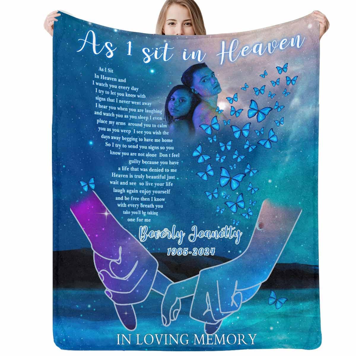 Custom Memorial Blanket with Photos for Loss of Mom Dad Son Daughter Customized Memory Gift of Departed Loved Ones