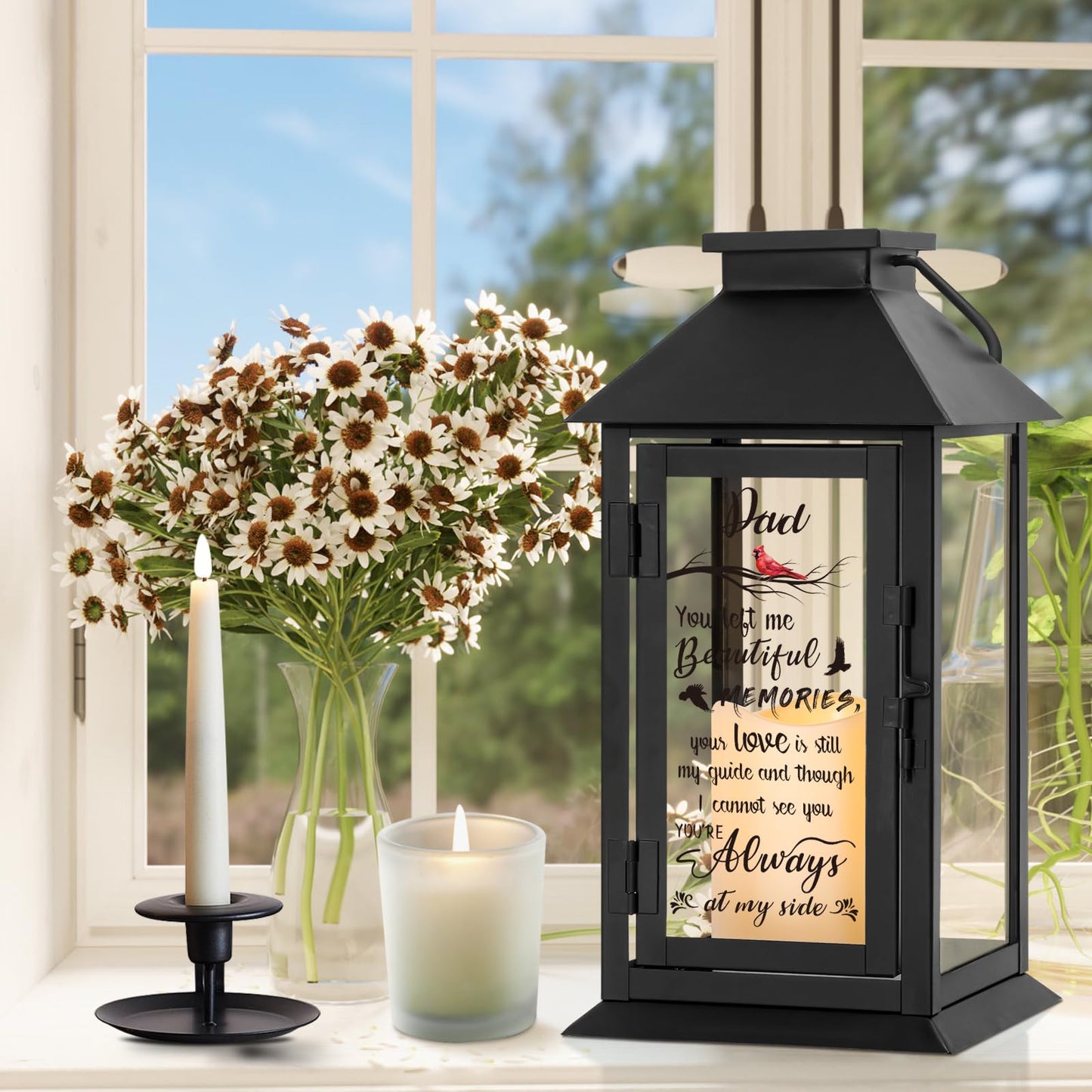 HN HAIINAA Memorial Lantern Bereavement Gifts in Memory of Loved One Memorial Gifts for Loss of Mother Loss of Father Remembrance Sympathy Gifts for Loss of Loved One with LED Candle and Remote