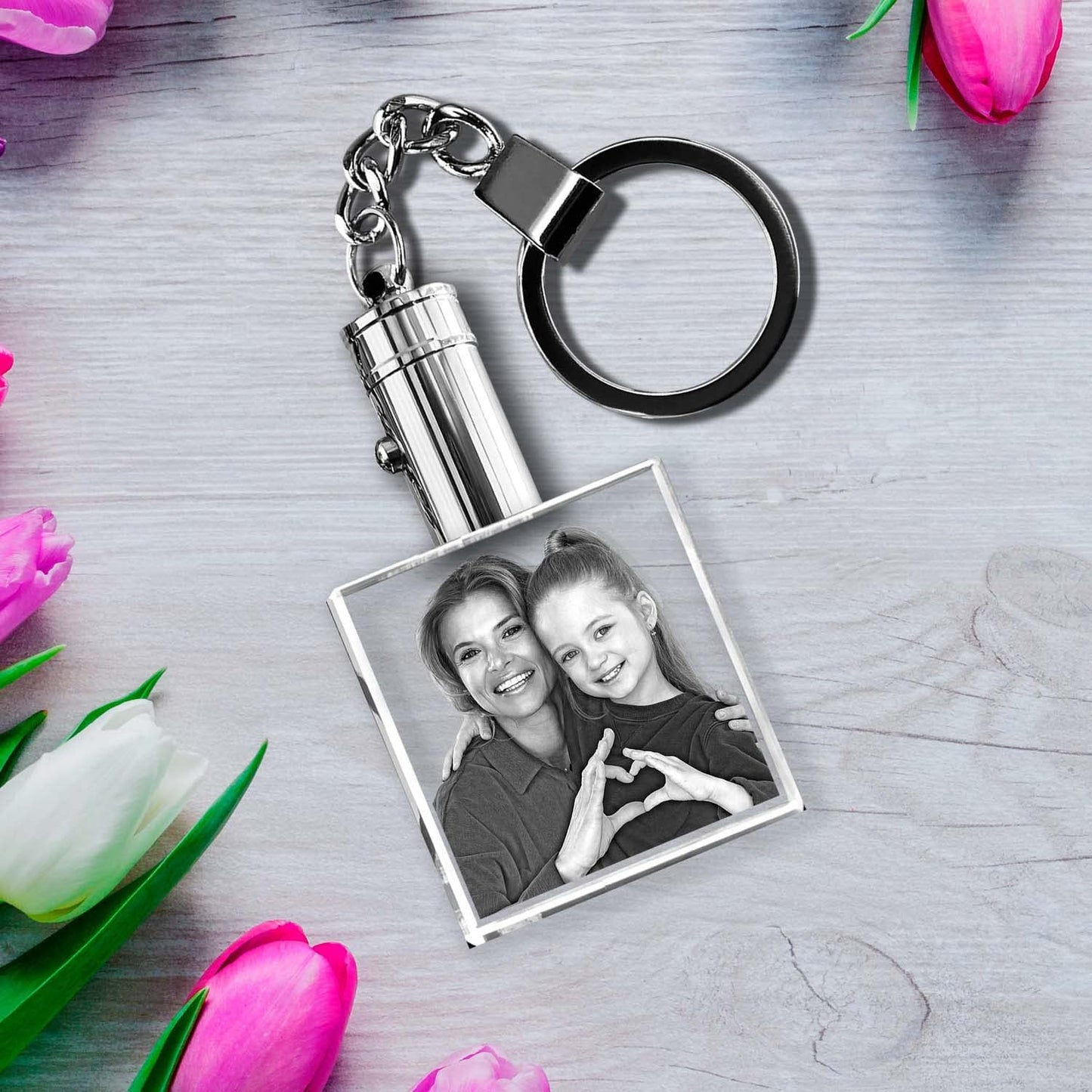 ArtPix 3D Crystal Photo Custom Keychain Picture, Customized Personalized Gift