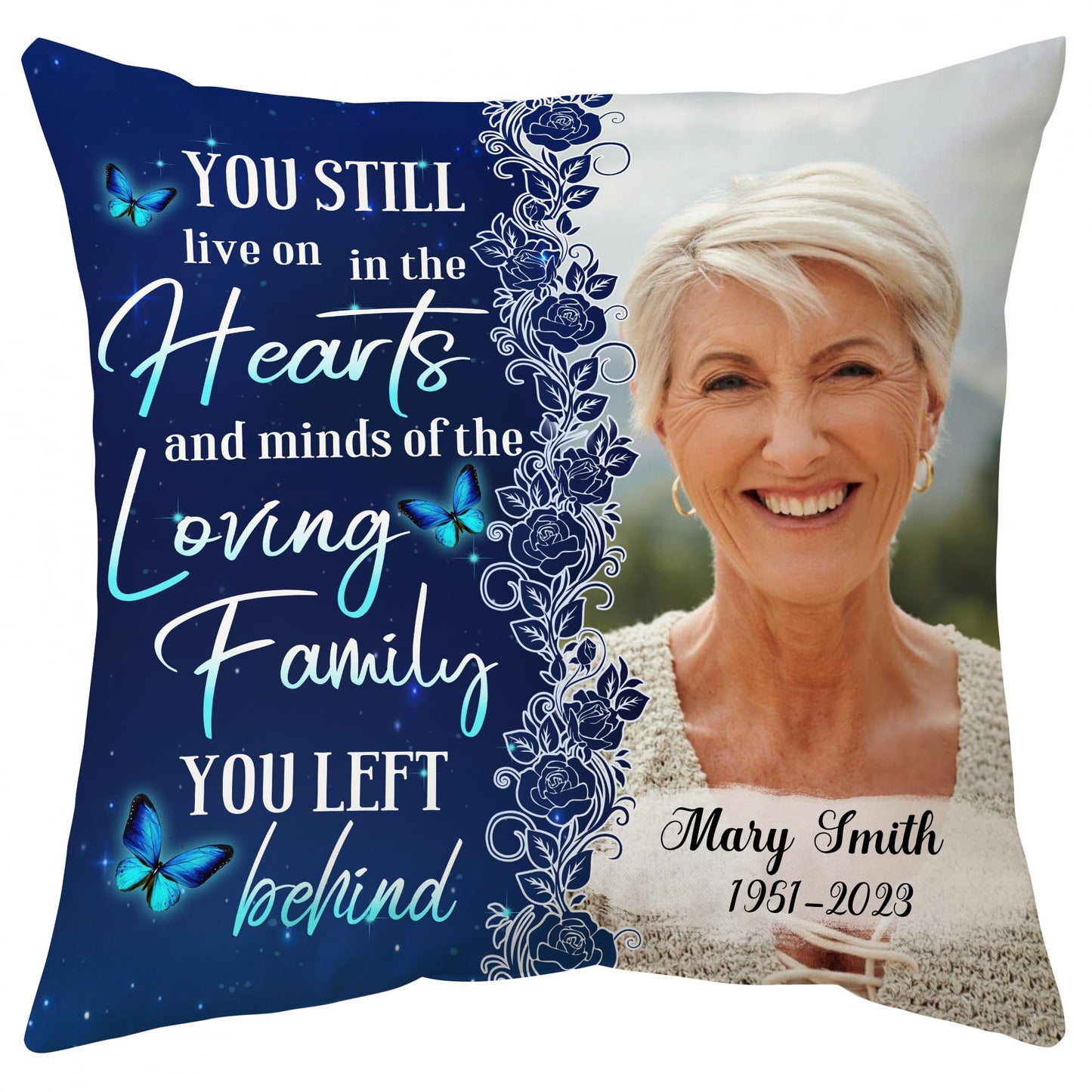 Hyturtle Personalized Memorial Sympathy Pillow with Insert 12"x12" Double-Sided Printed Gifts for Loss of Loved Ones - Remembrance Bereavement Gifts - Custom Picture Sofa Couch Cushion Home Decor