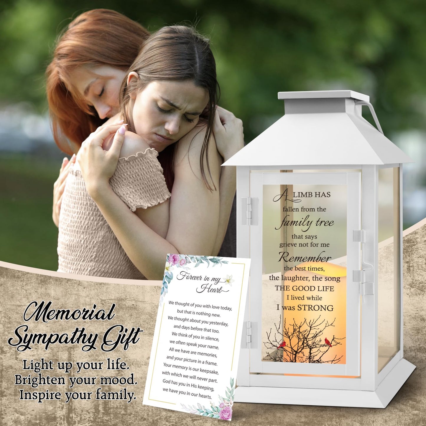 HN HAIINAA Memorial Lantern Bereavement Gifts in Memory of Loved One Memorial Gifts for Loss of Mother Loss of Father Remembrance Sympathy Gifts for Loss of Loved One with LED Candle and Remote