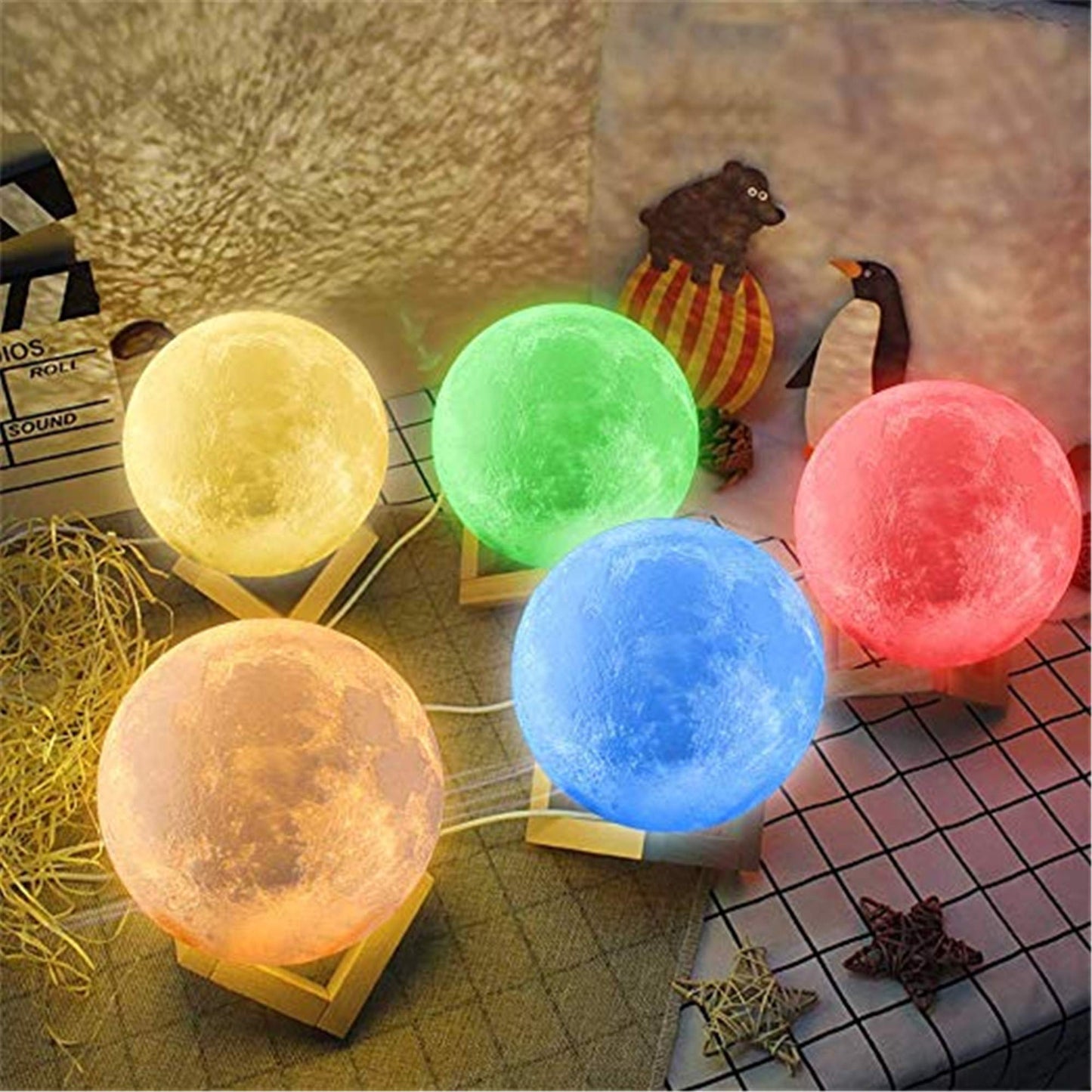 16 Colors Personalized Photo Night Light Customized 3D Printing USB Charging Moon Lamp Moon Light Night Light for Kids Gift for Women Christmas Gift(White 5.9inch/15cm)