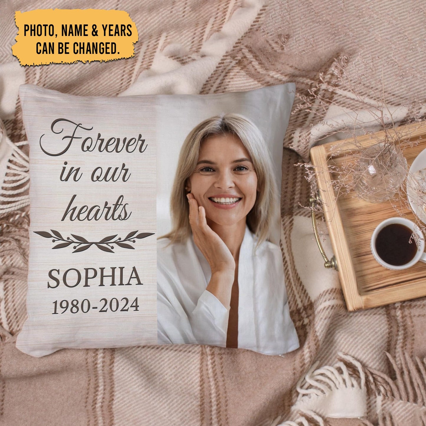 Hyturtle Personalized Memorial Sympathy Pillow with Insert 12"x12" Double-Sided Printed Gifts for Loss of Loved Ones - Remembrance Bereavement Gifts - Custom Picture Sofa Couch Cushion Home Decor