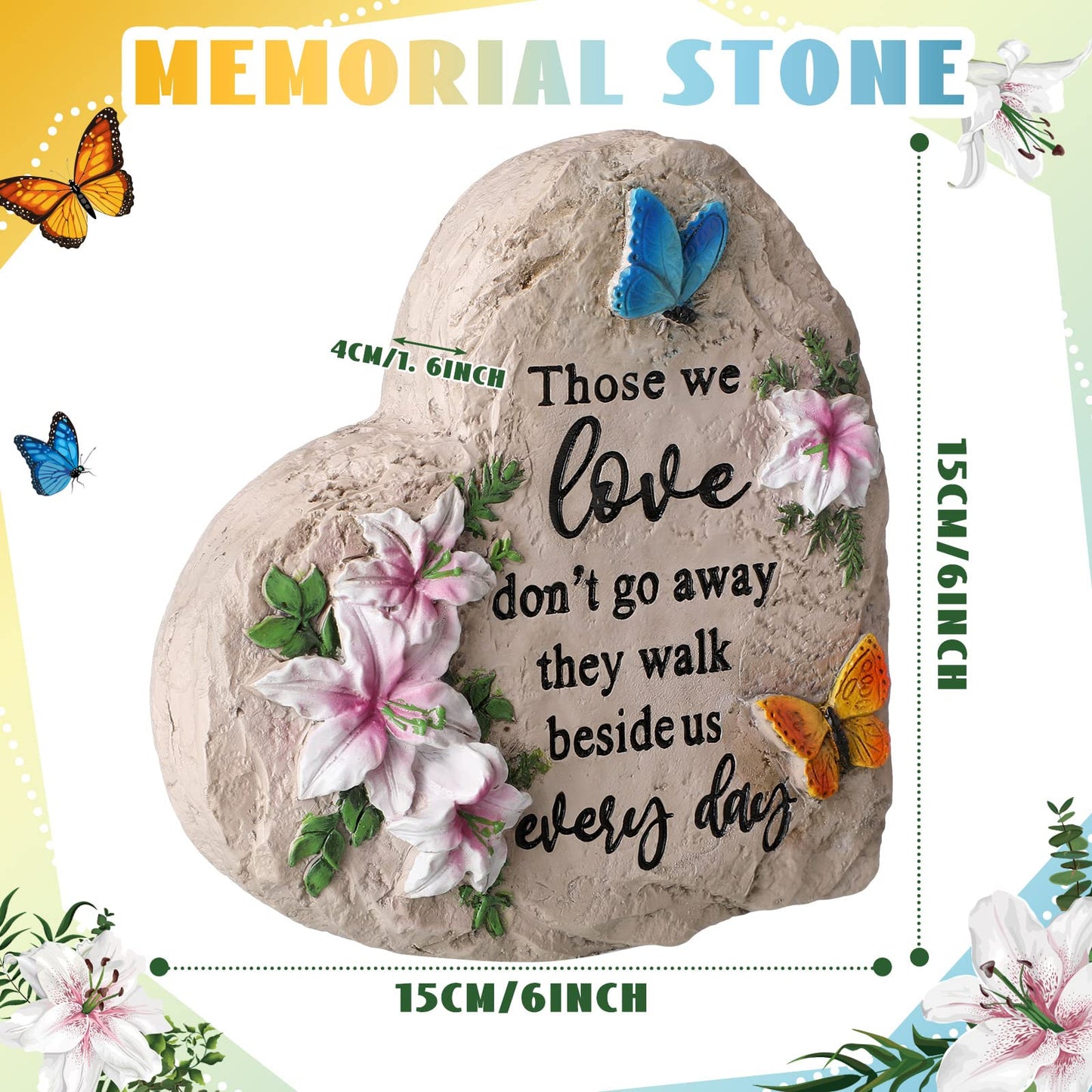 Jetec Memorial Garden Stone Sympathy Gift Decor Those We Love Don't Go Away Memorial Gifts Bereavement Gifts in Memory of Loss of Loved One Condolence Gifts for Outdoors(6 Inch)