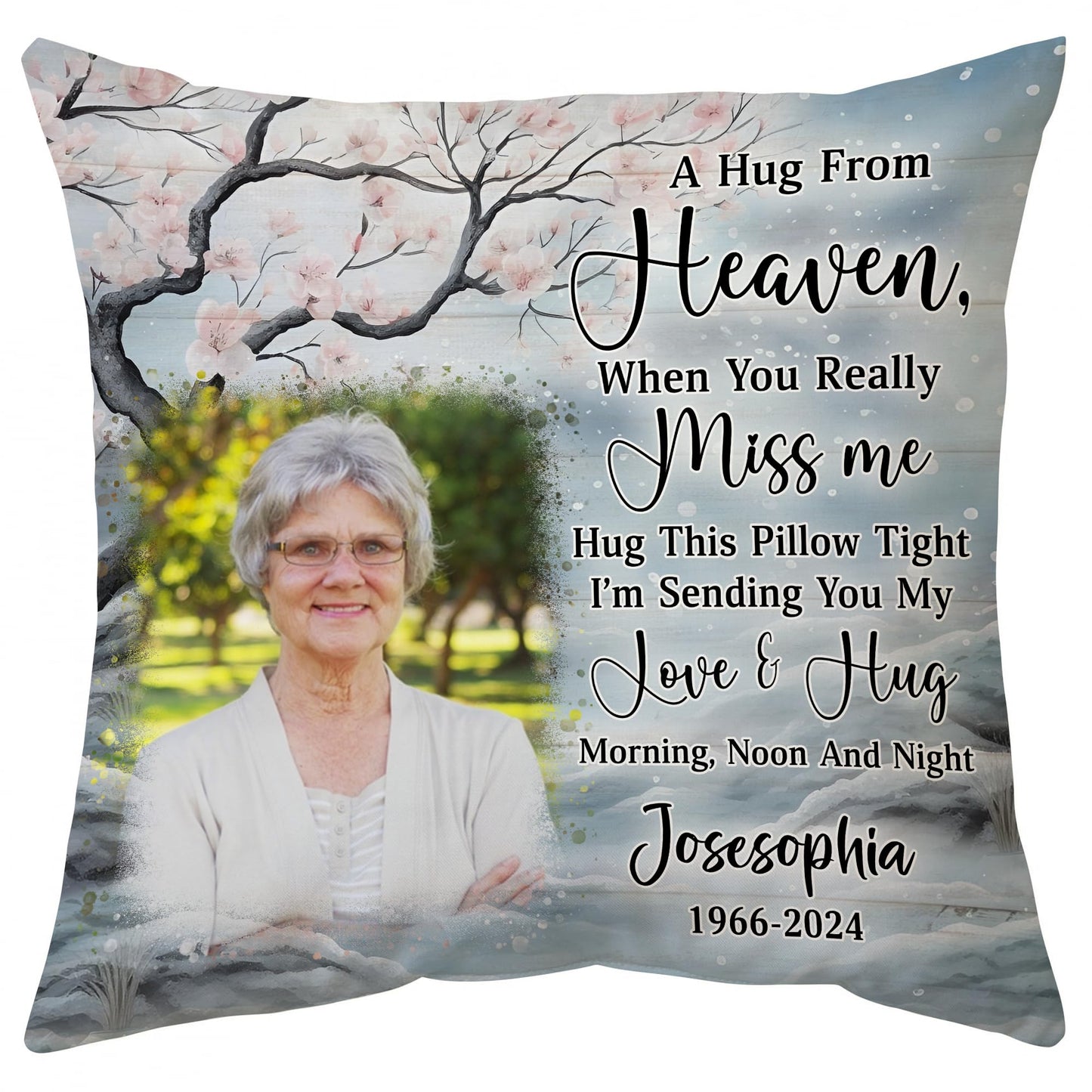 Hyturtle Personalized Memorial Sympathy Pillow with Insert 12"x12" Double-Sided Printed Gifts for Loss of Loved Ones - Remembrance Bereavement Gifts - Custom Picture Sofa Couch Cushion Home Decor