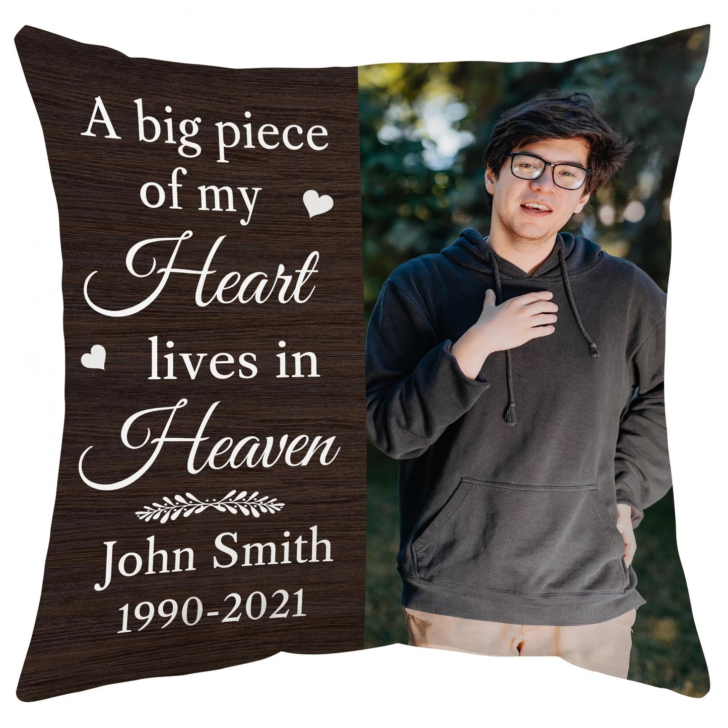 Hyturtle Personalized Memorial Sympathy Pillow with Insert 12"x12" Double-Sided Printed Gifts for Loss of Loved Ones - Remembrance Bereavement Gifts - Custom Picture Sofa Couch Cushion Home Decor