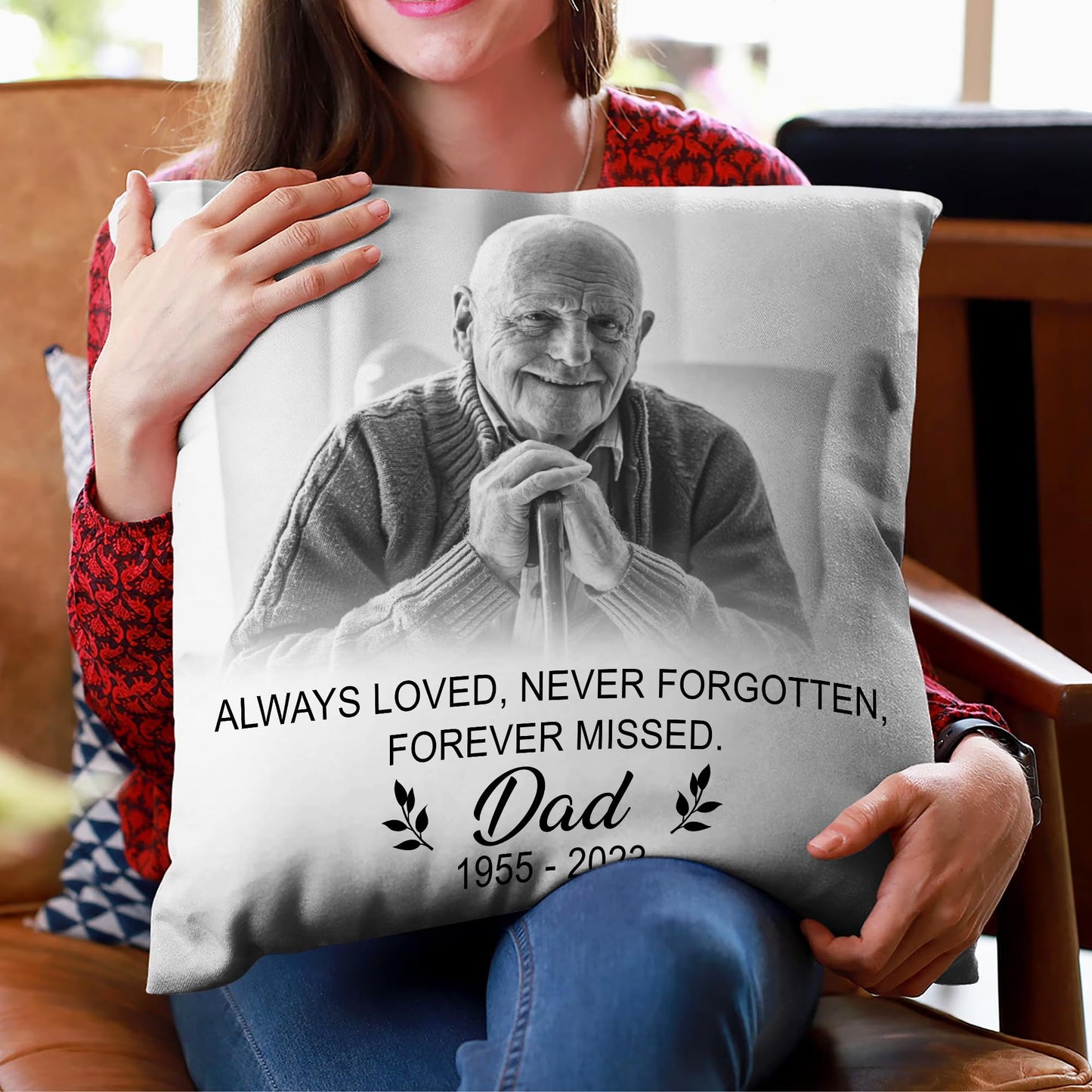 Hyturtle Personalized Memorial Sympathy Pillow with Insert 12"x12" Double-Sided Printed Gifts for Loss of Loved Ones - Remembrance Bereavement Gifts - Custom Picture Sofa Couch Cushion Home Decor