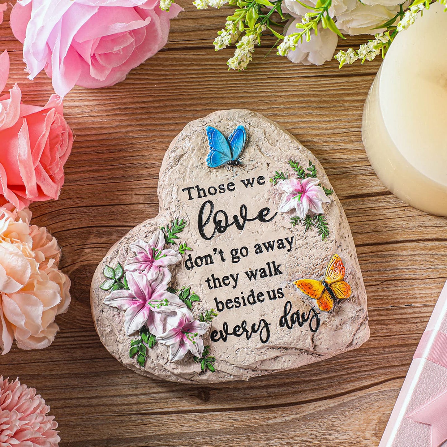 Jetec Memorial Garden Stone Sympathy Gift Decor Those We Love Don't Go Away Memorial Gifts Bereavement Gifts in Memory of Loss of Loved One Condolence Gifts for Outdoors(6 Inch)