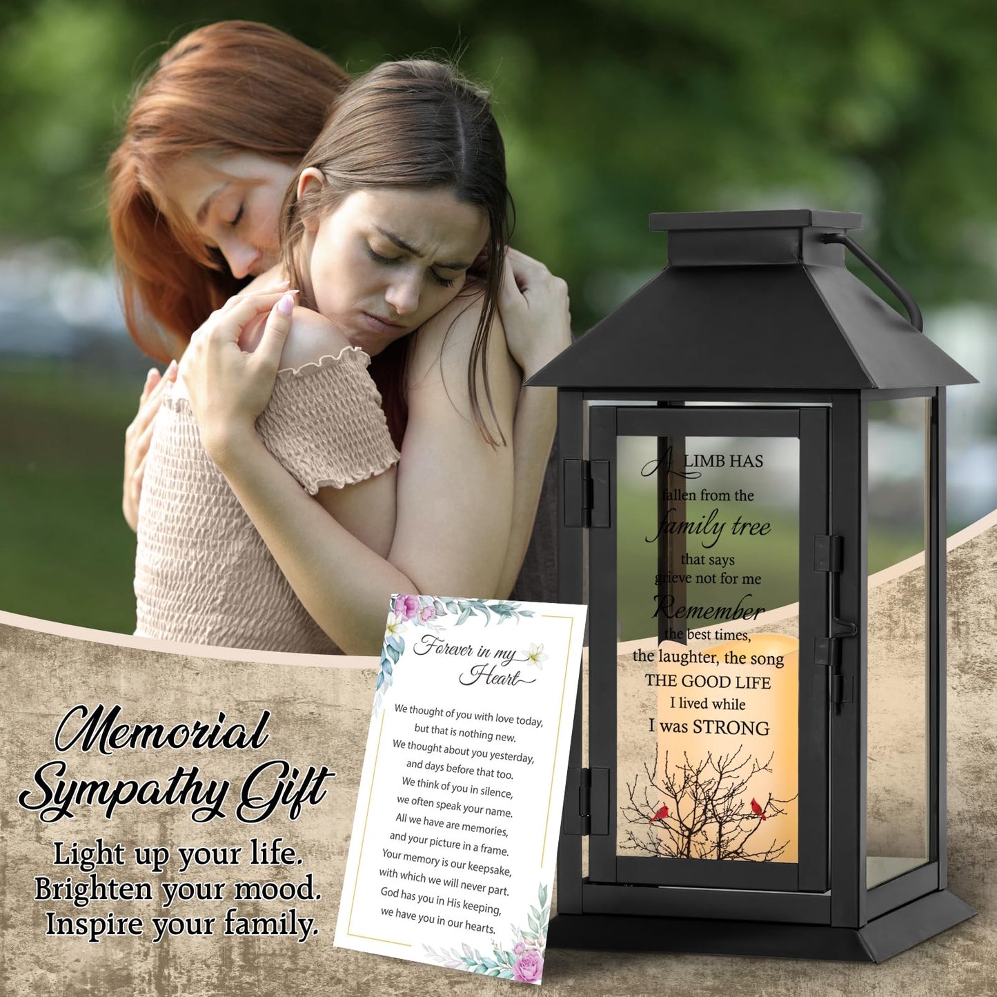 HN HAIINAA Memorial Lantern Bereavement Gifts in Memory of Loved One Memorial Gifts for Loss of Mother Loss of Father Remembrance Sympathy Gifts for Loss of Loved One with LED Candle and Remote