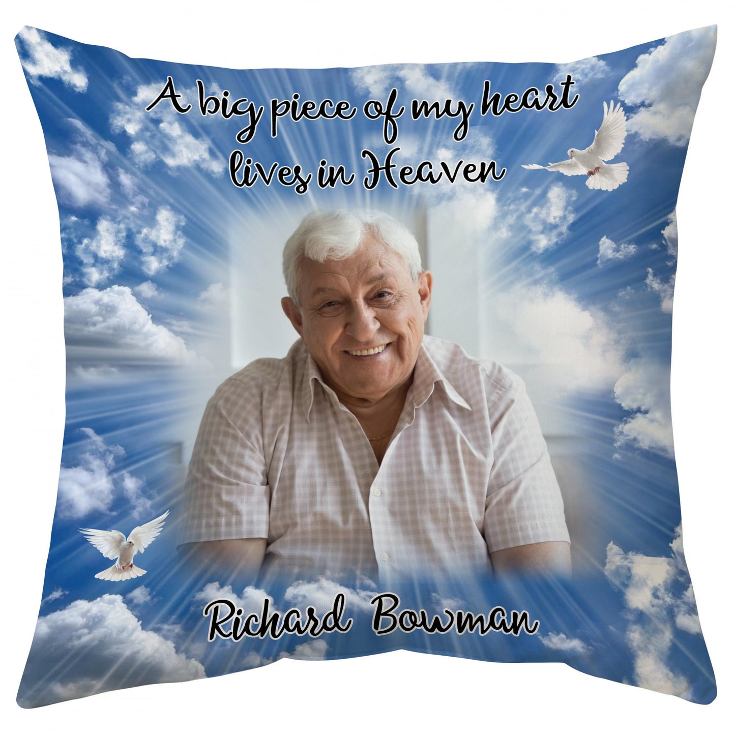 Hyturtle Personalized Memorial Sympathy Pillow with Insert 12"x12" Double-Sided Printed Gifts for Loss of Loved Ones - Remembrance Bereavement Gifts - Custom Picture Sofa Couch Cushion Home Decor