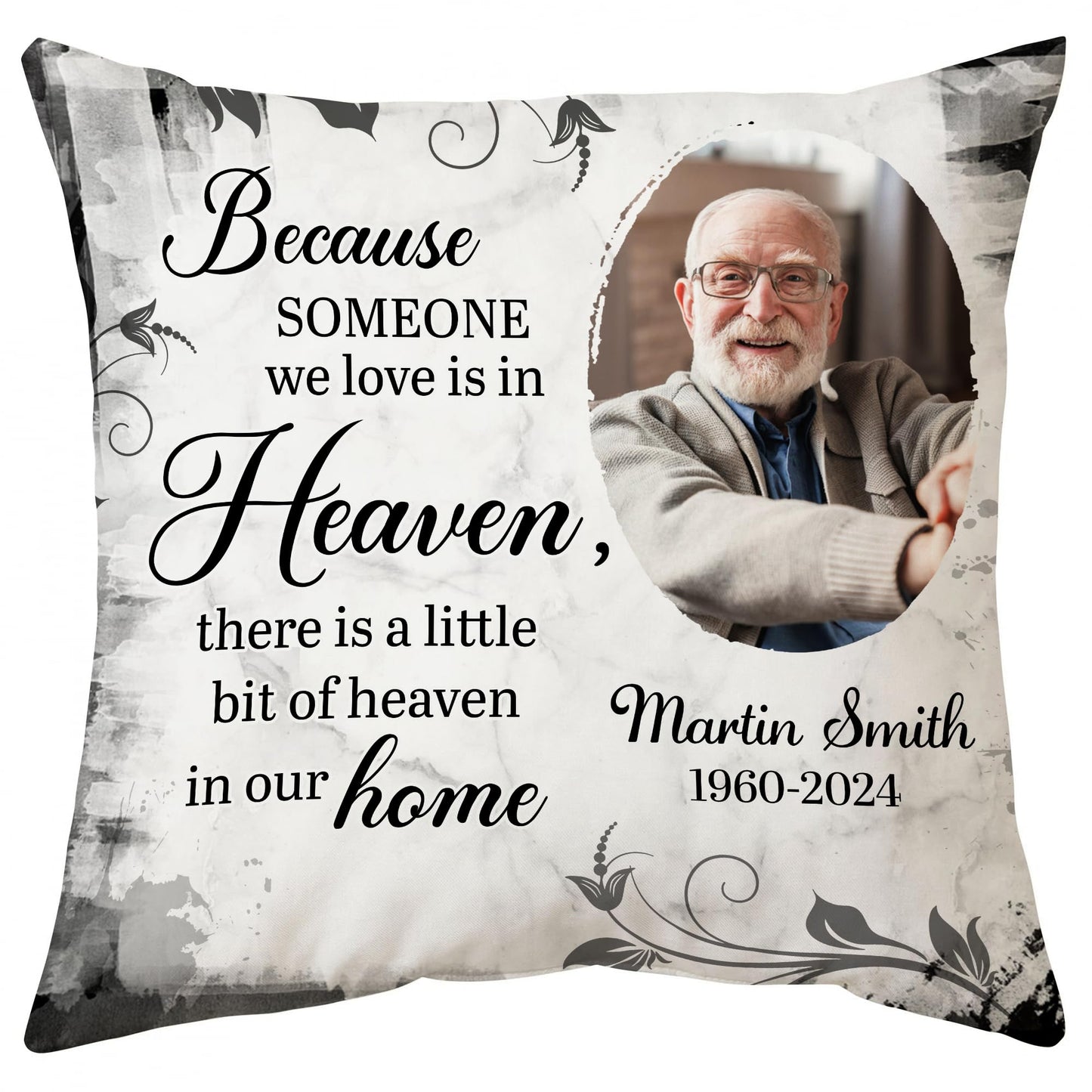 Hyturtle Personalized Memorial Sympathy Pillow with Insert 12"x12" Double-Sided Printed Gifts for Loss of Loved Ones - Remembrance Bereavement Gifts - Custom Picture Sofa Couch Cushion Home Decor