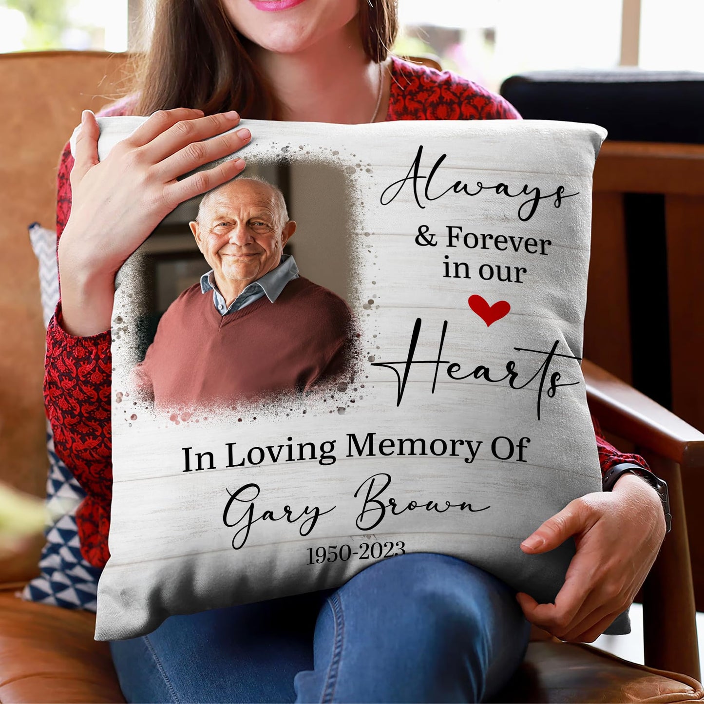 Hyturtle Personalized Memorial Sympathy Pillow with Insert 12"x12" Double-Sided Printed Gifts for Loss of Loved Ones - Remembrance Bereavement Gifts - Custom Picture Sofa Couch Cushion Home Decor