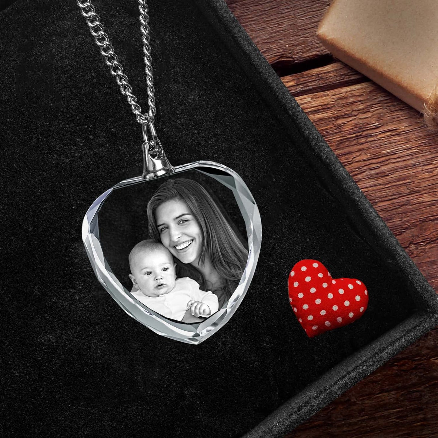 ArtPix 3D Personalized Necklace, 3D Laser Etched Photo Crystal, Engraved Heart Necklaces Accessories, Memorial Birthday Gifts for Mom, Dad, Him, Her, Men, Women, Customized Anniversary Couples Gifts