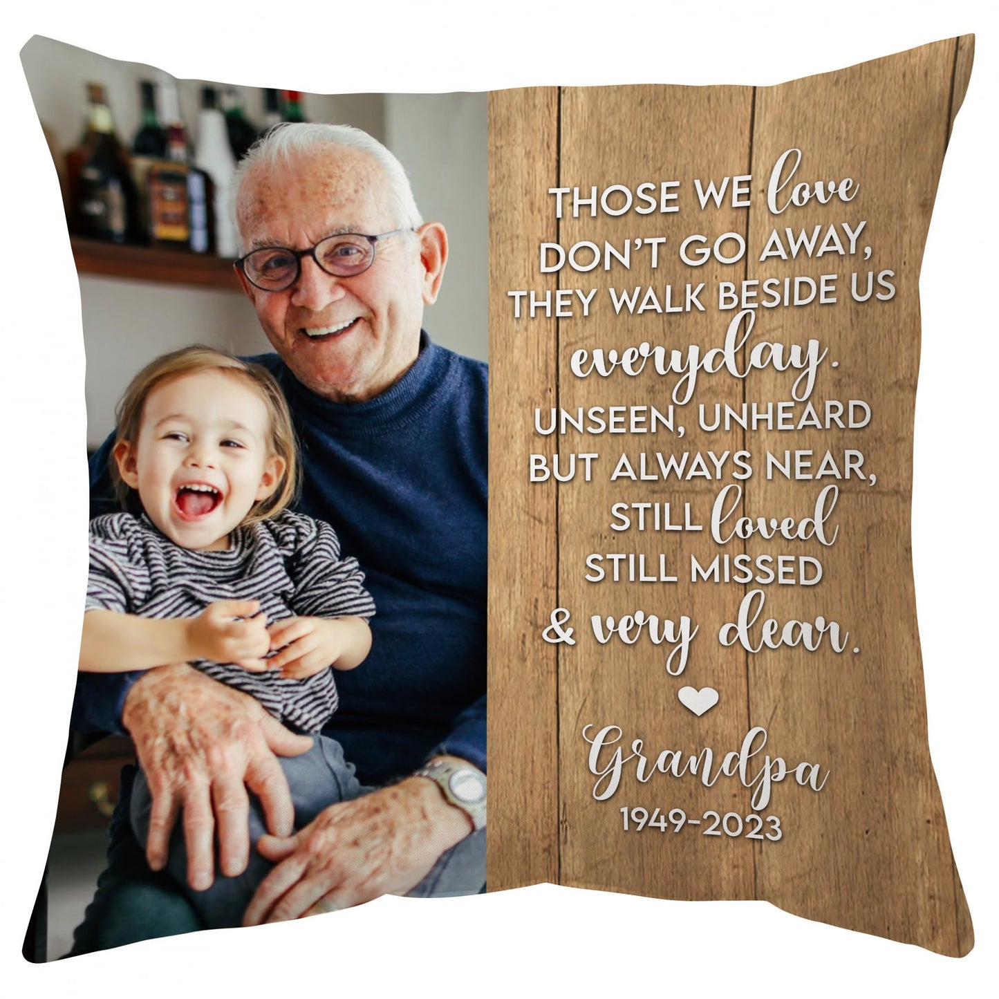 Hyturtle Personalized Memorial Sympathy Pillow with Insert 12"x12" Double-Sided Printed Gifts for Loss of Loved Ones - Remembrance Bereavement Gifts - Custom Picture Sofa Couch Cushion Home Decor