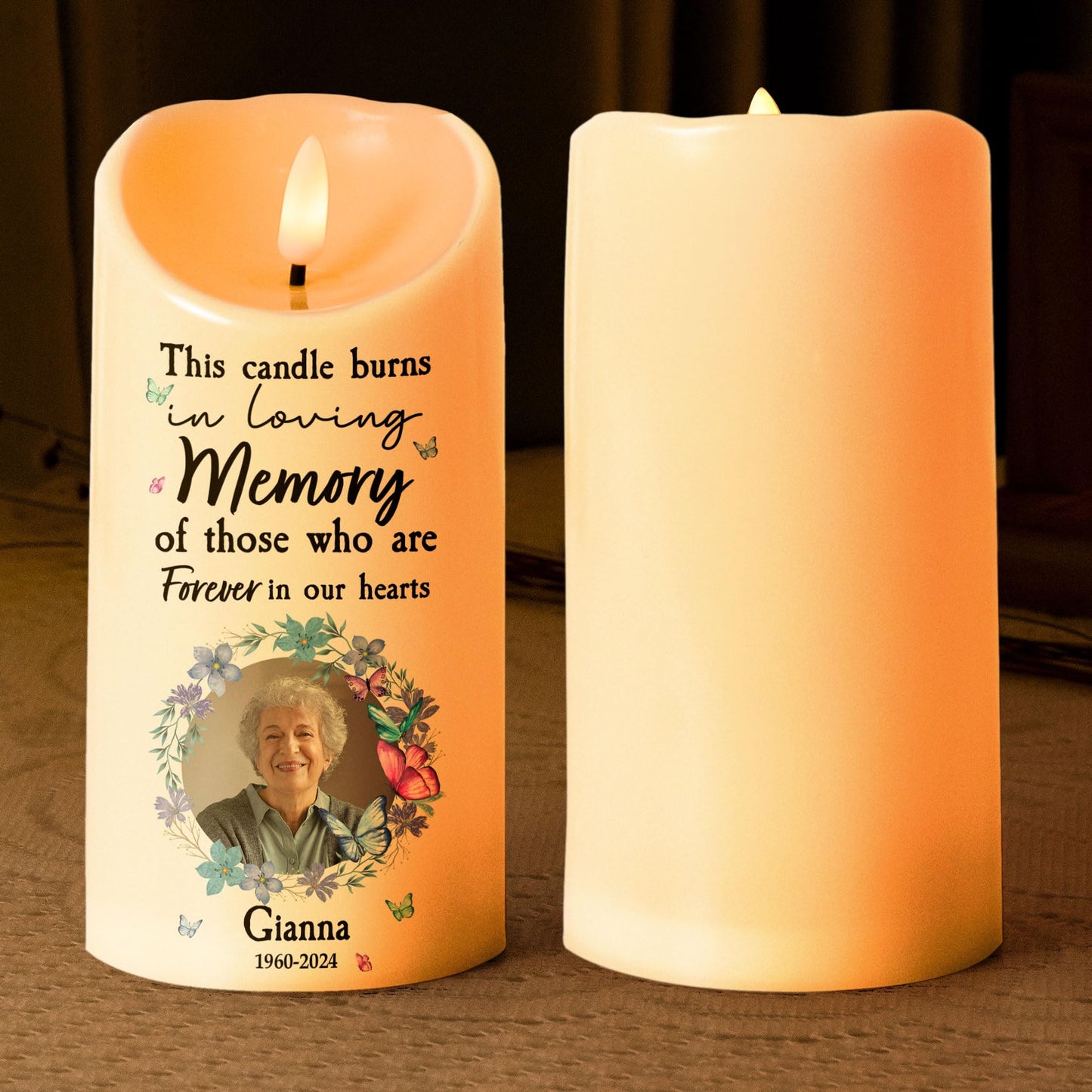 Macorner Personalized Christmas Photo LED Candle, Memorial Led Candle Light Remains Forever, Memorial Gifts for Family Members, Sympathy Gifts for Loss of Loved One, Bereavement Gift Ideas