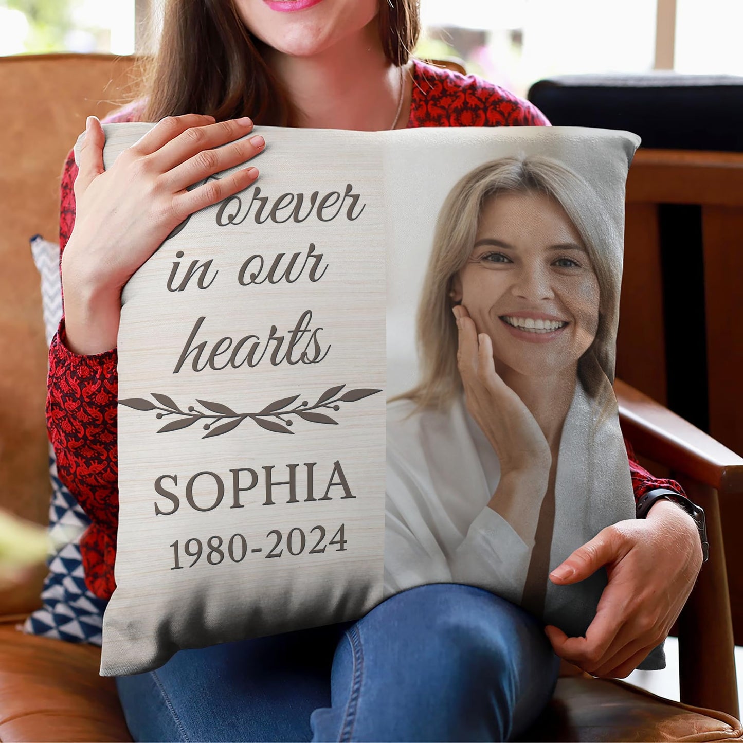 Hyturtle Personalized Memorial Sympathy Pillow with Insert 12"x12" Double-Sided Printed Gifts for Loss of Loved Ones - Remembrance Bereavement Gifts - Custom Picture Sofa Couch Cushion Home Decor