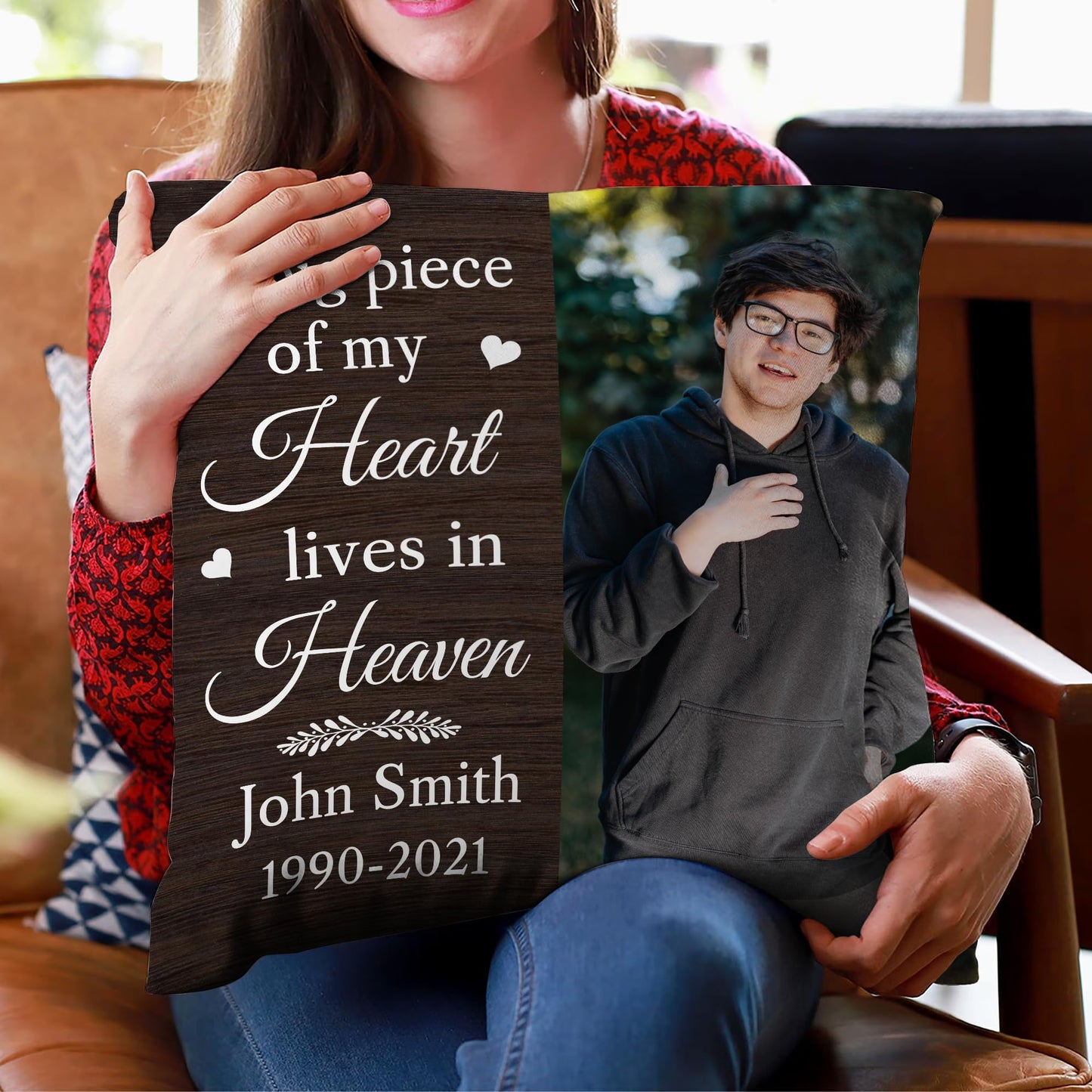 Hyturtle Personalized Memorial Sympathy Pillow with Insert 12"x12" Double-Sided Printed Gifts for Loss of Loved Ones - Remembrance Bereavement Gifts - Custom Picture Sofa Couch Cushion Home Decor