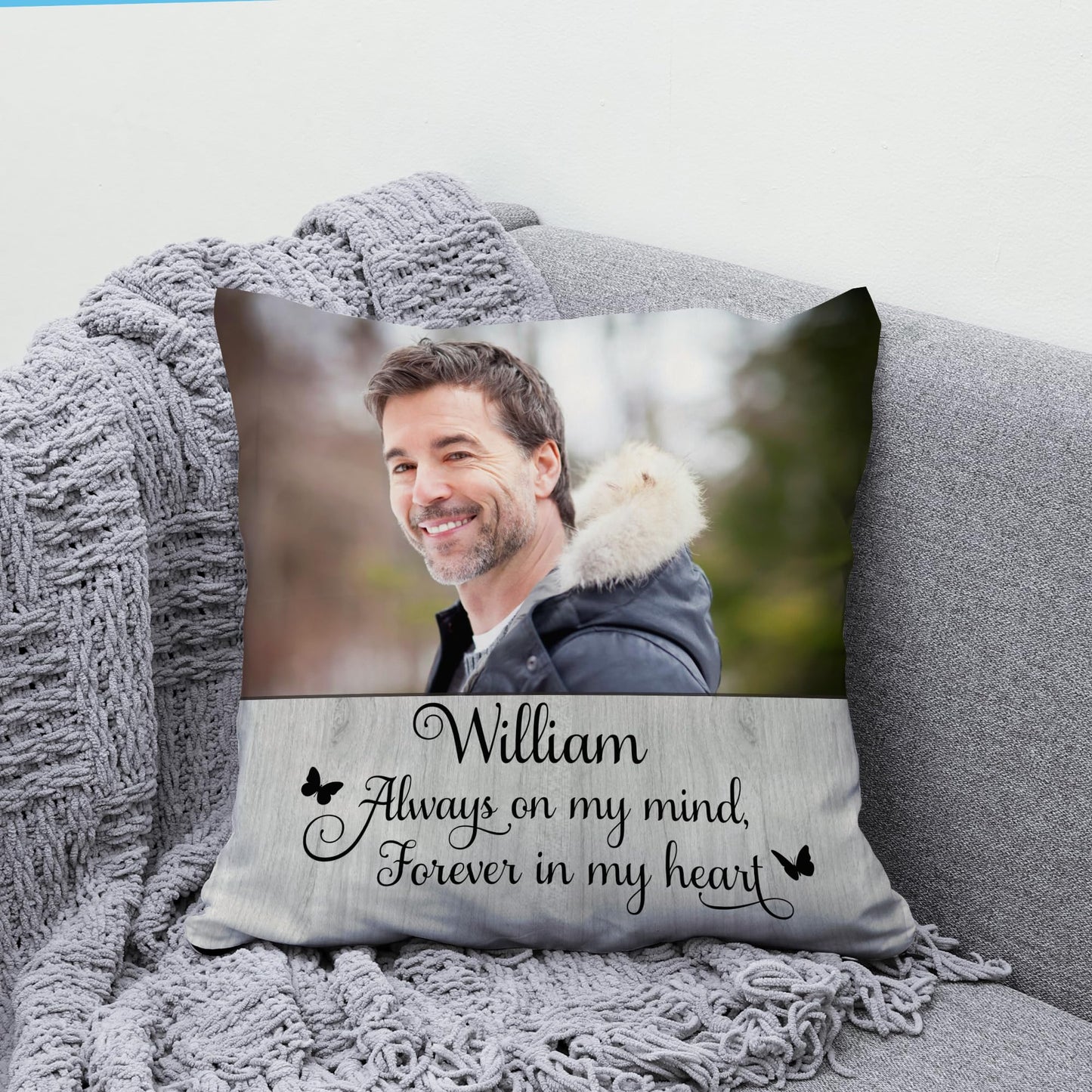 Hyturtle Personalized Memorial Sympathy Pillow with Insert 12"x12" Double-Sided Printed Gifts for Loss of Loved Ones - Remembrance Bereavement Gifts - Custom Picture Sofa Couch Cushion Home Decor