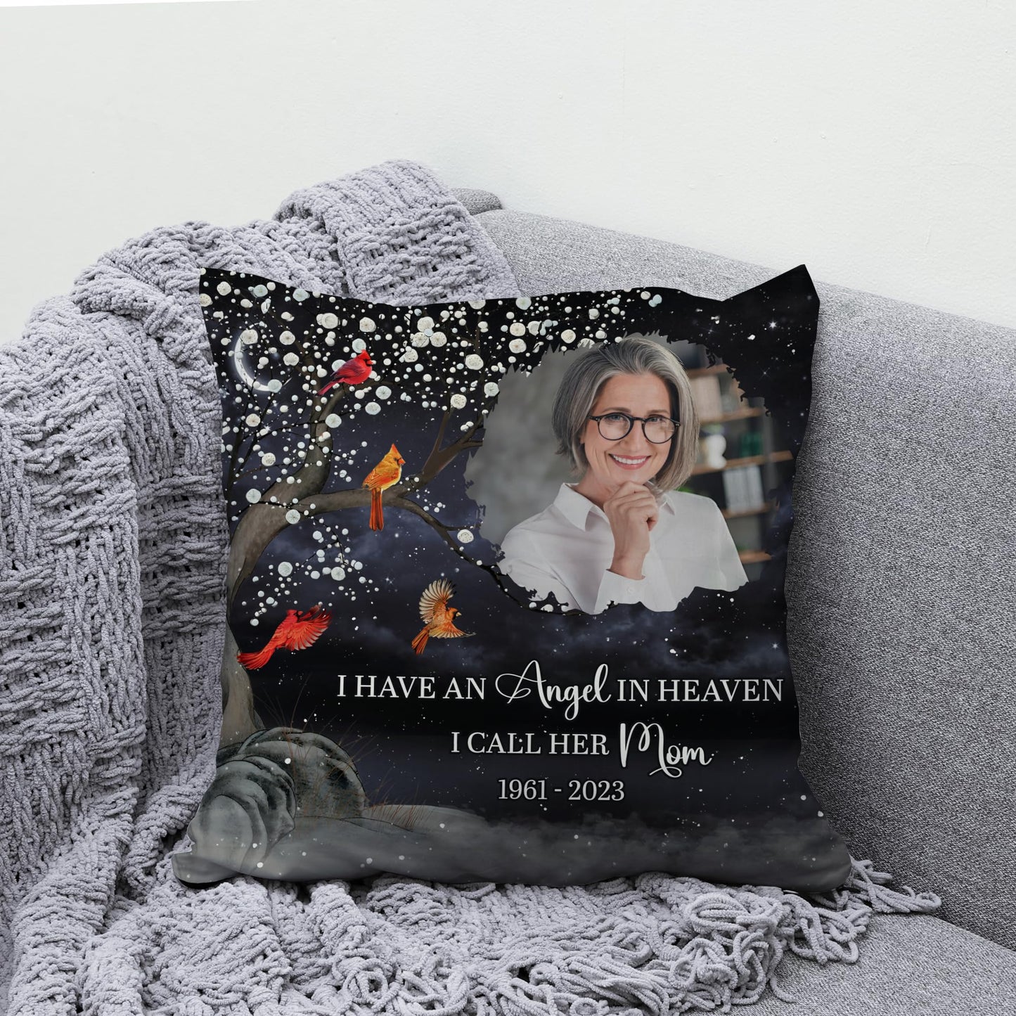 Hyturtle Personalized Memorial Sympathy Pillow with Insert 12"x12" Double-Sided Printed Gifts for Loss of Loved Ones - Remembrance Bereavement Gifts - Custom Picture Sofa Couch Cushion Home Decor