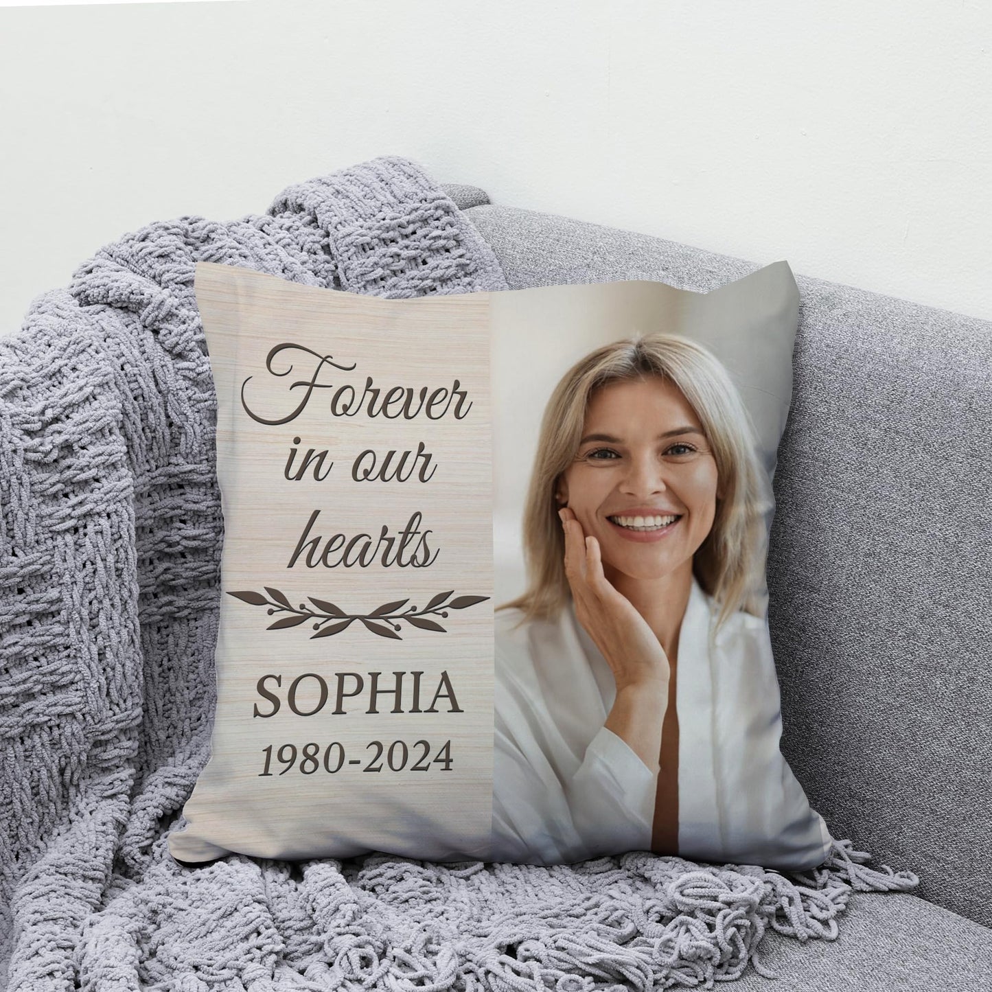 Hyturtle Personalized Memorial Sympathy Pillow with Insert 12"x12" Double-Sided Printed Gifts for Loss of Loved Ones - Remembrance Bereavement Gifts - Custom Picture Sofa Couch Cushion Home Decor