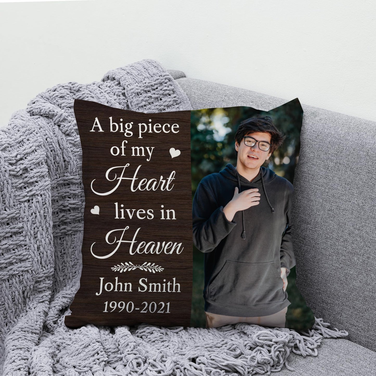 Hyturtle Personalized Memorial Sympathy Pillow with Insert 12"x12" Double-Sided Printed Gifts for Loss of Loved Ones - Remembrance Bereavement Gifts - Custom Picture Sofa Couch Cushion Home Decor