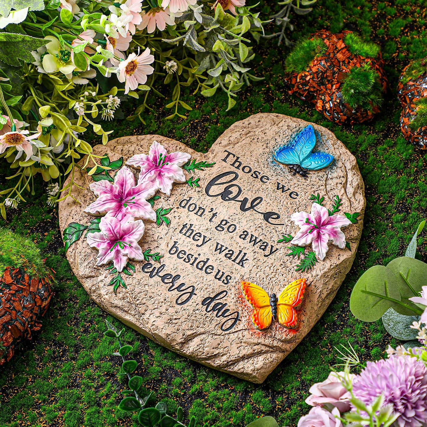 Jetec Memorial Garden Stone Sympathy Gift Decor Those We Love Don't Go Away Memorial Gifts Bereavement Gifts in Memory of Loss of Loved One Condolence Gifts for Outdoors(6 Inch)