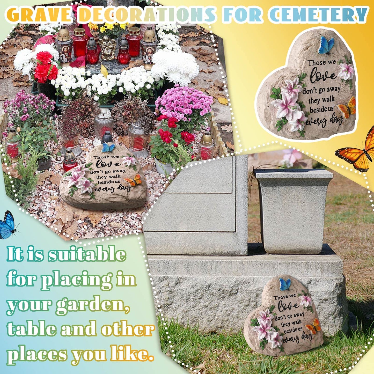 Jetec Memorial Garden Stone Sympathy Gift Decor Those We Love Don't Go Away Memorial Gifts Bereavement Gifts in Memory of Loss of Loved One Condolence Gifts for Outdoors(6 Inch)