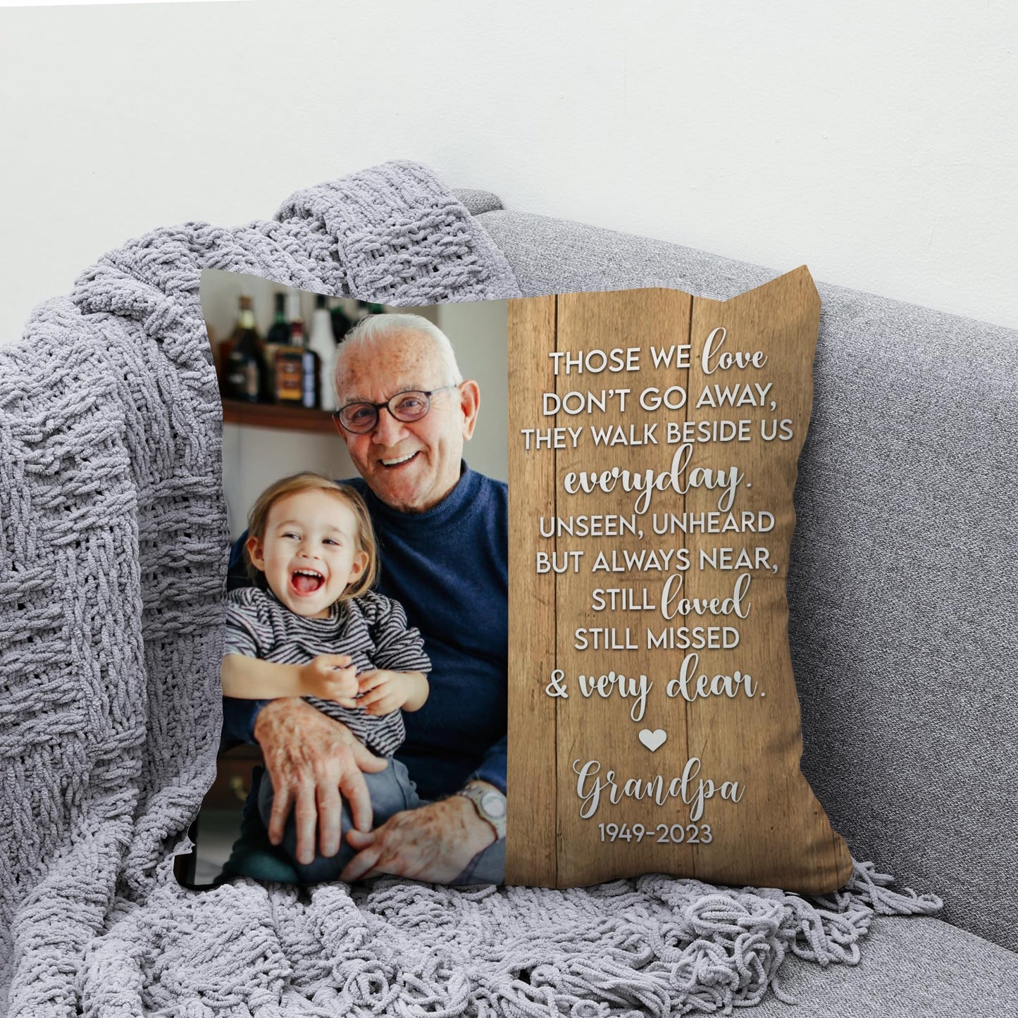 Hyturtle Personalized Memorial Sympathy Pillow with Insert 12"x12" Double-Sided Printed Gifts for Loss of Loved Ones - Remembrance Bereavement Gifts - Custom Picture Sofa Couch Cushion Home Decor