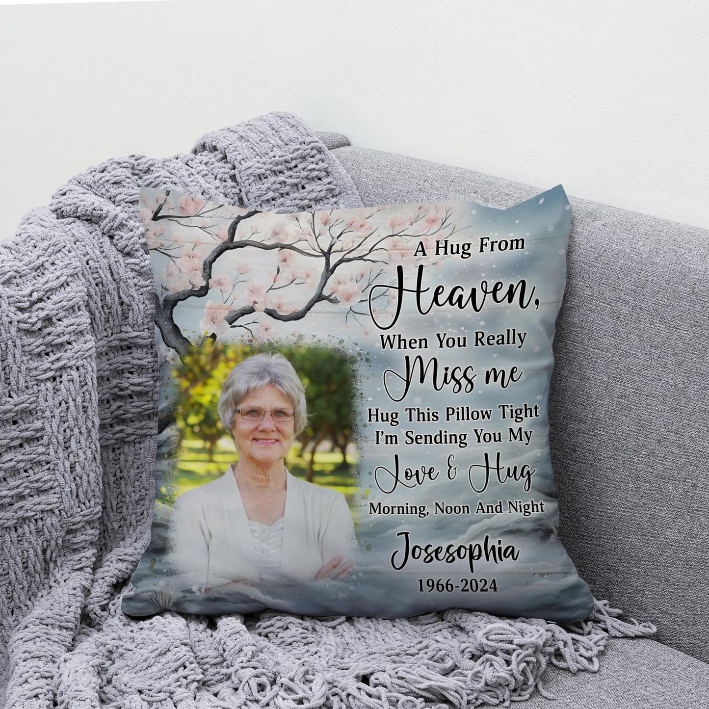 Hyturtle Personalized Memorial Sympathy Pillow with Insert 12"x12" Double-Sided Printed Gifts for Loss of Loved Ones - Remembrance Bereavement Gifts - Custom Picture Sofa Couch Cushion Home Decor